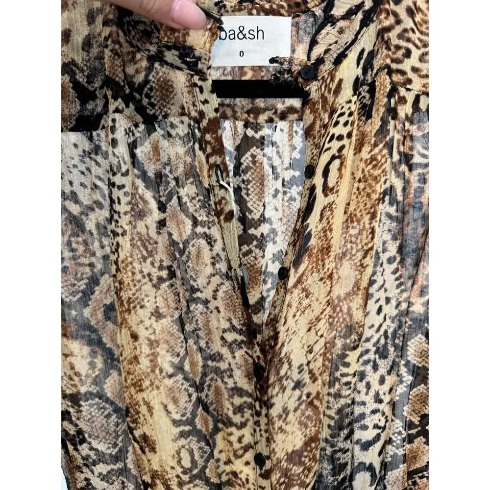 ba&sh | Rackel Ruched Snake-Print Georgette Mini Dress - Picture 8 of 12